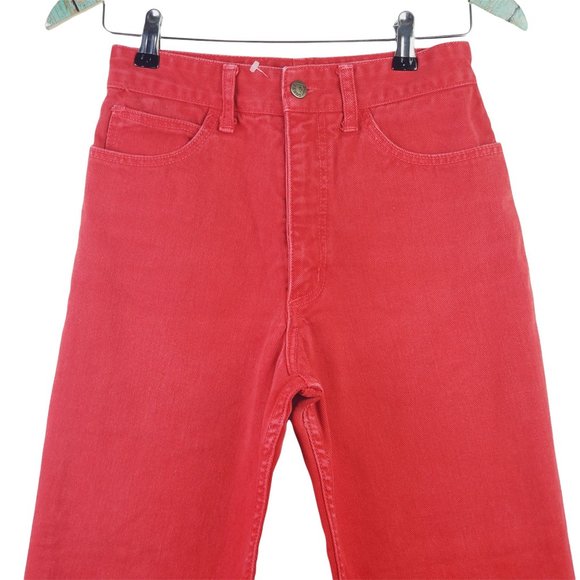 Vtg 90's Georges Marciano X Guess High Waisted Red Zipper Ankle Tapered Jeans 29 - Picture 4 of 11